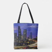 Seattle, Washington skyline 's nachts Tote Bag (Achterkant)