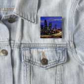 Seattle, Washington skyline 's nachts Vierkante Button 5,1 Cm (In situ)