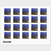 Seattle, Washington skyline 's nachts Vierkante Sticker (Vel)