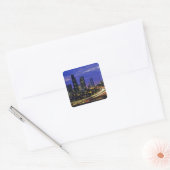 Seattle, Washington skyline 's nachts Vierkante Sticker (Envelop)