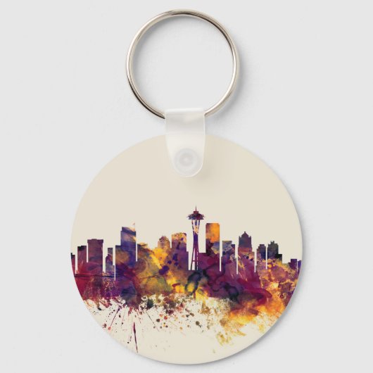 Seattle Washington Skyline Sleutelhanger (Voorkant)