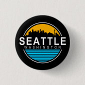 Seattle Washington Skyline Sleutelhanger Ronde Button 3,2 Cm (Voorkant)