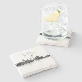 SEATTLE WASHINGTON SKYLINE - Stone Drink Onderzett Stenen Onderzetter (Zijkant)