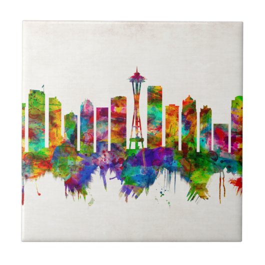 Seattle Washington Skyline Tegeltje (Voorkant)