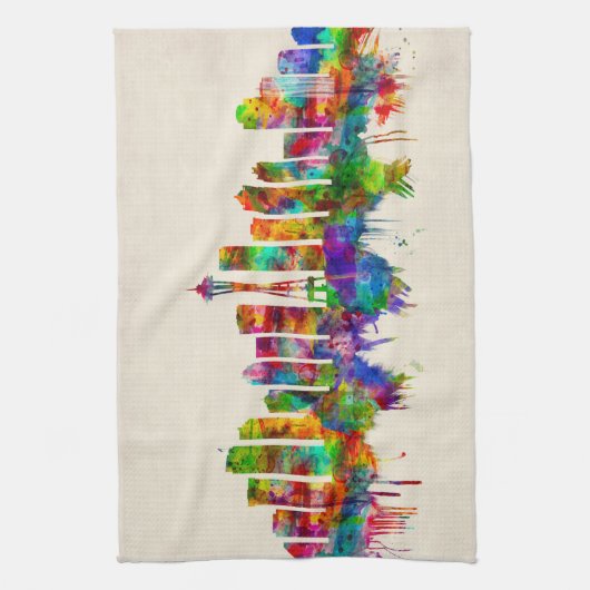 Seattle Washington Skyline Theedoek (Verticaal)