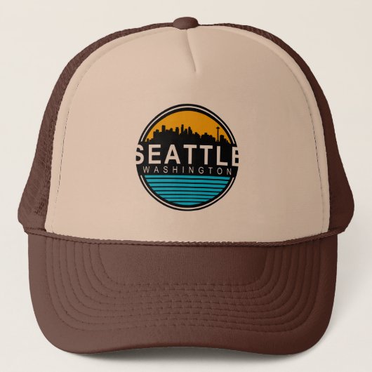 Seattle Washington Skyline Travel Trucker Pet (Voorkant)