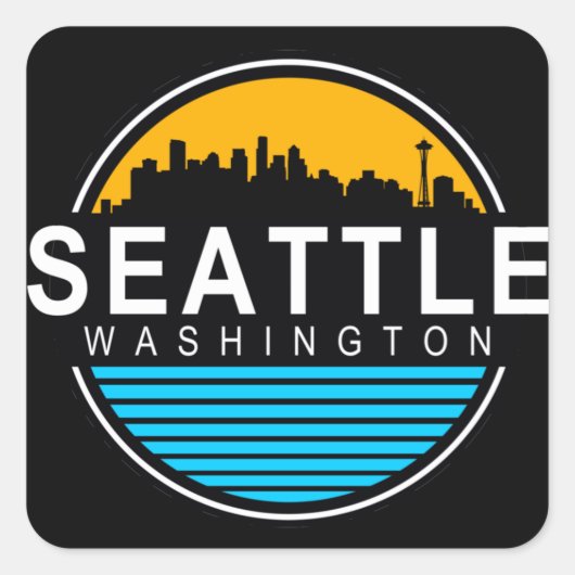 Seattle Washington Skyline Travel  Vierkante Sticker (Voorkant)
