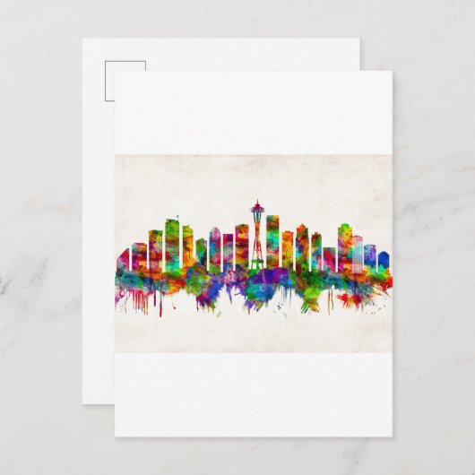 Seattle Washington Skyline Uitnodiging Briefkaart (Voorkant / Achterkant)