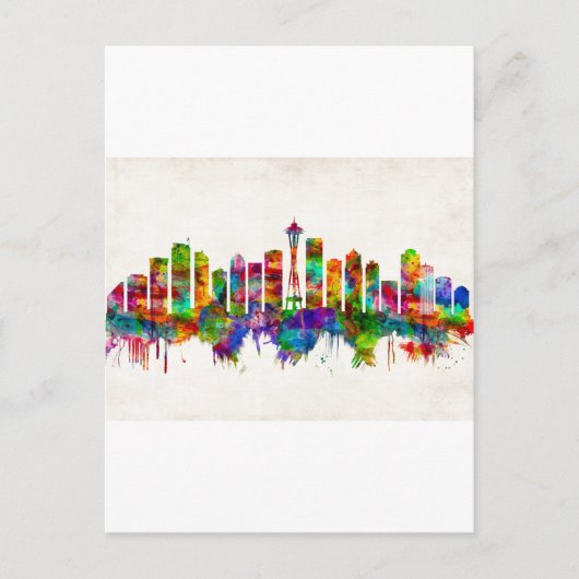 Seattle Washington Skyline Uitnodiging Briefkaart (Voorkant)