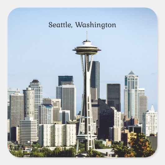 Seattle, Washington skyline Vierkante Sticker (Voorkant)