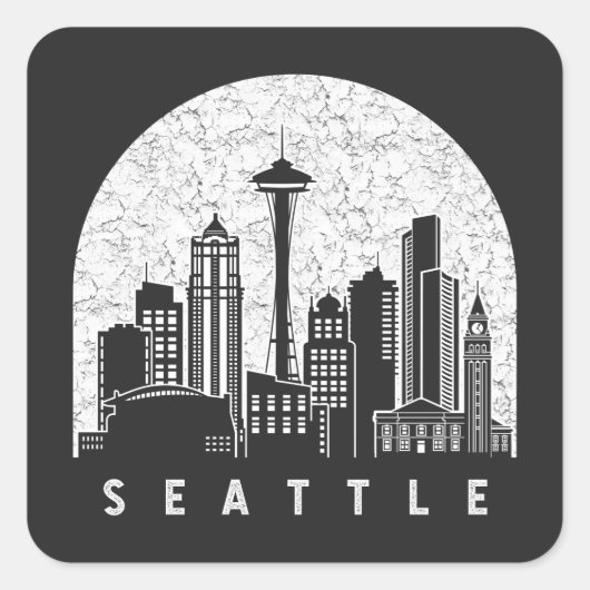Seattle Washington Skyline Vierkante Sticker (Voorkant)