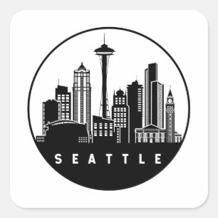 Seattle Washington Skyline Vierkante Sticker