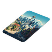 Seattle Washington Space Needle Mt Rainier Magneet (Linkerzijde)