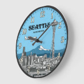 Seattle Washington Space Needle Skyline Grote Klok (Hoek)
