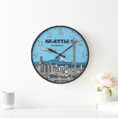 Seattle Washington Space Needle Skyline Grote Klok (Huis)