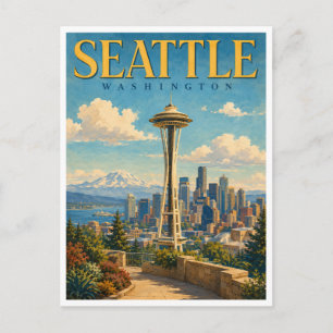 Seattle Washington Stad Gezicht GeoSaga Briefkaart