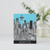 Seattle Washington stadsgezicht in zwart-wit Briefkaart (Staand voorkant)