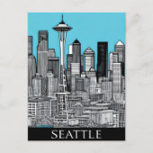 Seattle Washington stadsgezicht in zwart-wit Briefkaart (Voorkant)