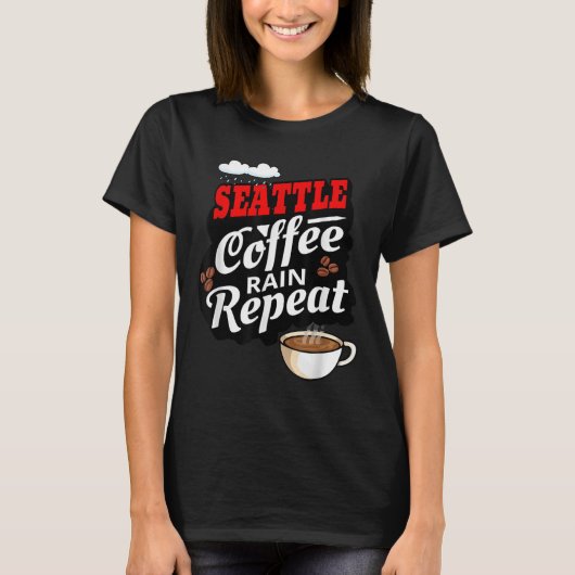 Seattle Washington State Koffiedrinker Regen T-shirt (Voorkant)