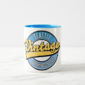 Seattle Washington State retro logo. Tweekleurige Koffiemok (Center)