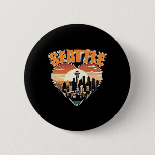 Seattle Washington State Verenigde Staten Mannen V Ronde Button 5,7 Cm