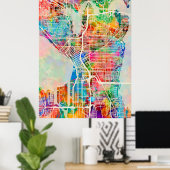 Seattle Washington Street City Map Poster (Thuiskantoor)