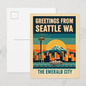 Seattle Washington – The Emerald City Retro 1930s Briefkaart (Voorkant / Achterkant)