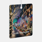 Seattle, Washington tijdens de kerstdagen Metalen Ornament (Voorkant Rechts)