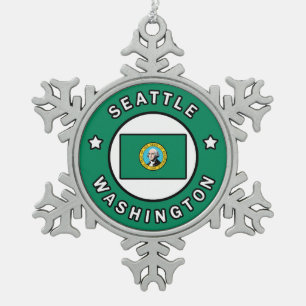 Seattle Washington Tin Sneeuwvlok Ornament