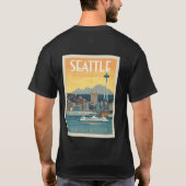 Seattle Washington Travel Poster T-shirt (Achterkant)