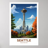 Seattle Washington Travel Print (Voorkant)