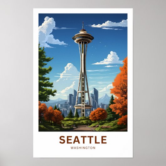 Seattle Washington Travel Print (Voorkant)