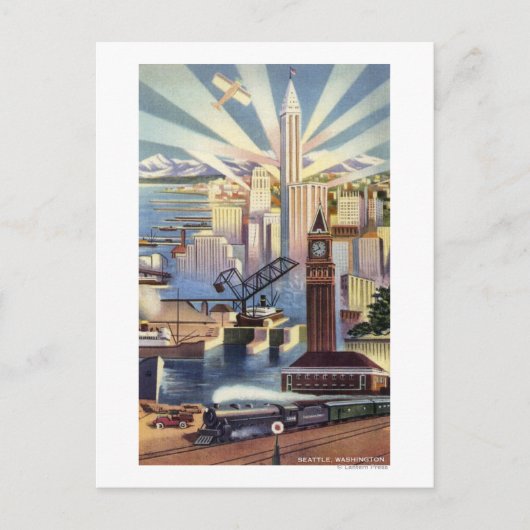 Seattle, Washington - Uitzicht van de stad Briefkaart (Voorkant)