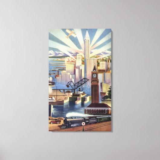 Seattle, Washington - Uitzicht van de stad Canvas Afdruk (Voorkant)