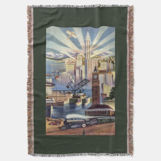 Seattle, Washington - Uitzicht van de stad Deken (Voorkant Verticaal)