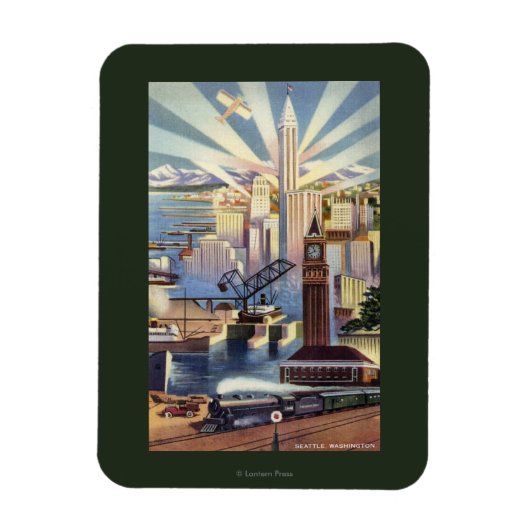 Seattle, Washington - Uitzicht van de stad Magneet (Verticaal)