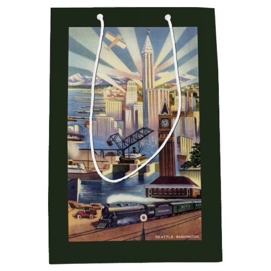 Seattle, Washington - Uitzicht van de stad Medium Cadeauzakje (Voorkant)