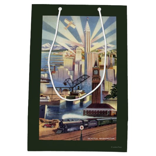 Seattle, Washington - Uitzicht van de stad Medium Cadeauzakje (Achterkant)
