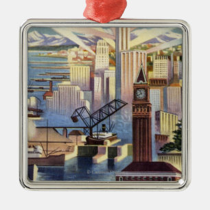 Seattle, Washington - Uitzicht van de stad Metalen Ornament