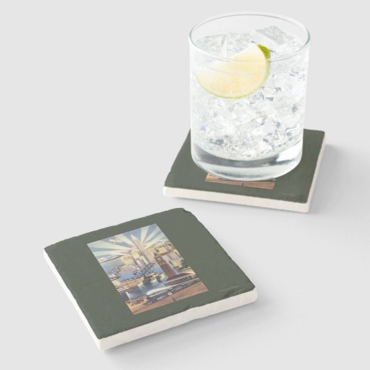 Seattle, Washington - Uitzicht van de stad Stenen Onderzetter (Zijkant)