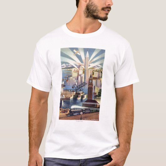 Seattle, Washington - Uitzicht van de stad T-shirt (Voorkant)