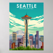 Seattle Washington US Travel Poster (Voorkant)
