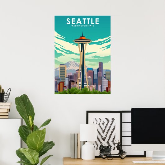 Seattle Washington US Travel Poster (Thuiskantoor)