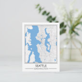Seattle Washington USA Travel City Map Briefkaart (Staand voorkant)