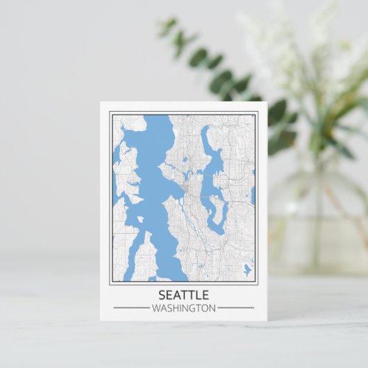 Seattle Washington USA Travel City Map Briefkaart (Staand voorkant)