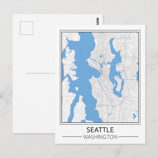 Seattle Washington USA Travel City Map Briefkaart (Voorkant / Achterkant)