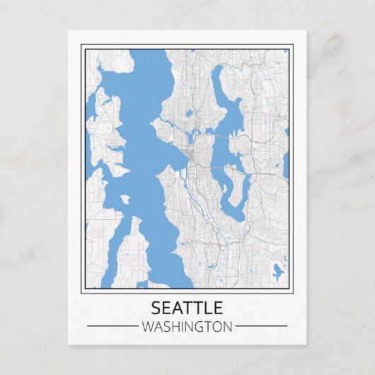 Seattle Washington USA Travel City Map Briefkaart (Voorkant)