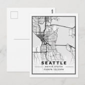 Seattle Washington USA Travel City Map Briefkaart (Voorkant / Achterkant)