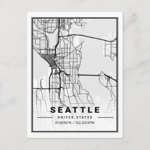 Seattle Washington USA Travel City Map Briefkaart
