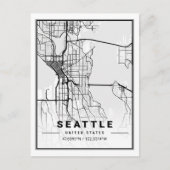 Seattle Washington USA Travel City Map Briefkaart (Voorkant)
